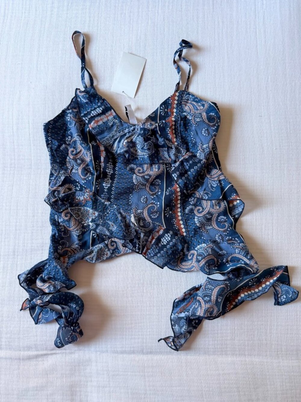 Paisley Chiffon Flounce Cami Top – Size XS (NWT)